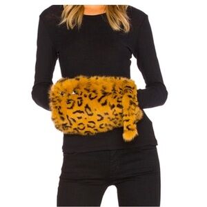 Alice & Olivia Cheetah Fur Muff Animal Hair Clutch Crossbody